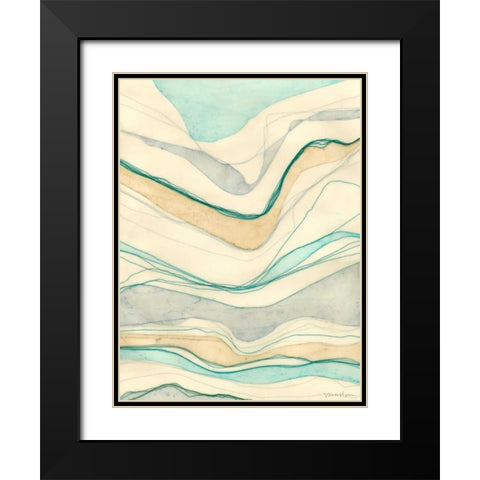 Ocean Cascade II Black Modern Wood Framed Art Print with Double Matting by Lam, Vanna