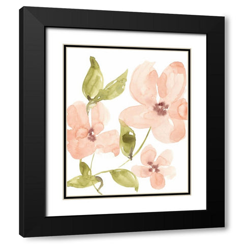 Soft Coral Blooms I Black Modern Wood Framed Art Print with Double Matting by Goldberger, Jennifer