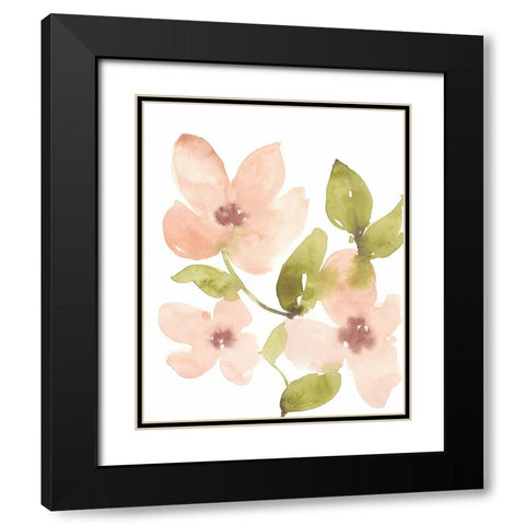 Soft Coral Blooms II Black Modern Wood Framed Art Print with Double Matting by Goldberger, Jennifer