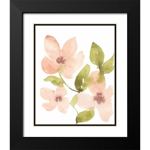 Soft Coral Blooms II Black Modern Wood Framed Art Print with Double Matting by Goldberger, Jennifer