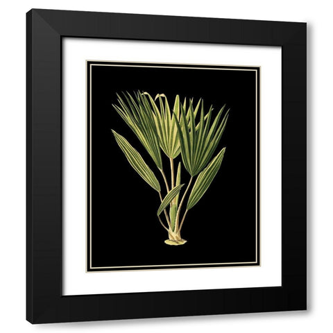 Custom Green Leaves on Black V (LG) Black Modern Wood Framed Art Print with Double Matting by Vision Studio