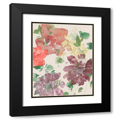 Fuchsia Inked Blooms I Black Modern Wood Framed Art Print with Double Matting by Studio W