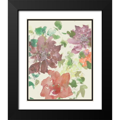 Fuchsia Inked Blooms II Black Modern Wood Framed Art Print with Double Matting by Studio W