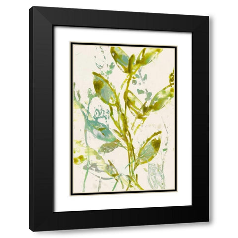 Watercolor Leaves I Black Modern Wood Framed Art Print with Double Matting by Goldberger, Jennifer