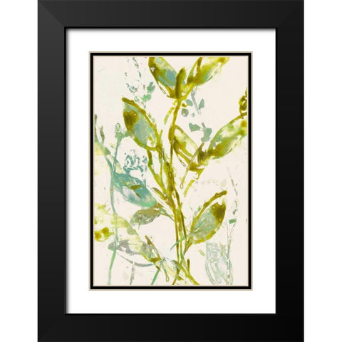 Watercolor Leaves I Black Modern Wood Framed Art Print with Double Matting by Goldberger, Jennifer