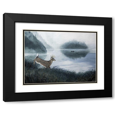 Deer Path II Black Modern Wood Framed Art Print with Double Matting by Lynnsy, B.