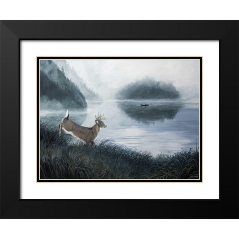 Deer Path II Black Modern Wood Framed Art Print with Double Matting by Lynnsy, B.