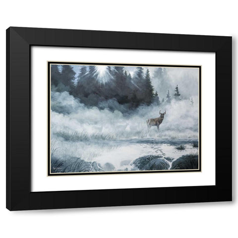 Deer Path III Black Modern Wood Framed Art Print with Double Matting by Lynnsy, B.