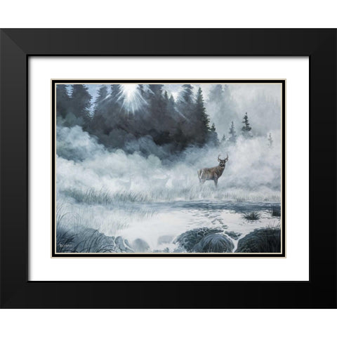 Deer Path III Black Modern Wood Framed Art Print with Double Matting by Lynnsy, B.