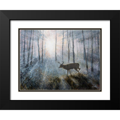 Deer Path IV Black Modern Wood Framed Art Print with Double Matting by Lynnsy, B.