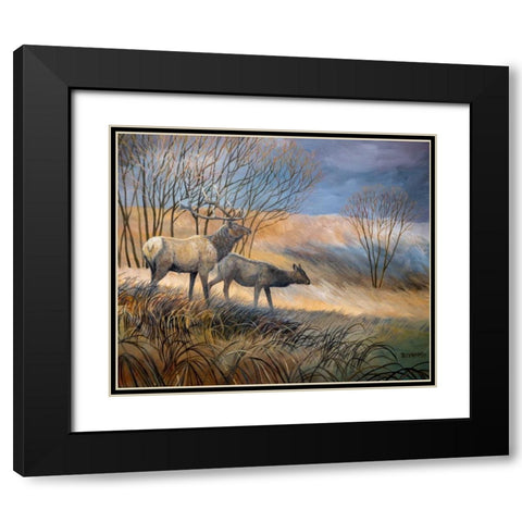 Elk Journey I Black Modern Wood Framed Art Print with Double Matting by Lynnsy, B.