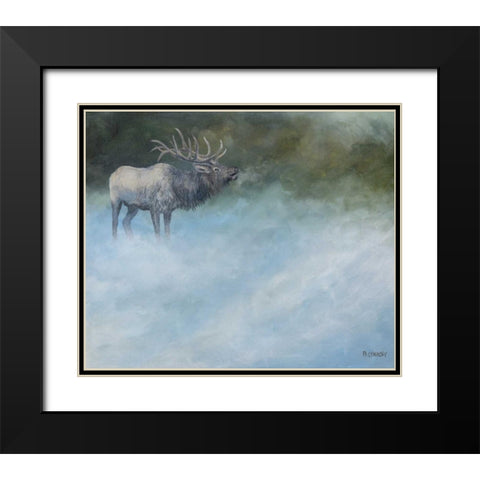 Elk Journey II Black Modern Wood Framed Art Print with Double Matting by Lynnsy, B.
