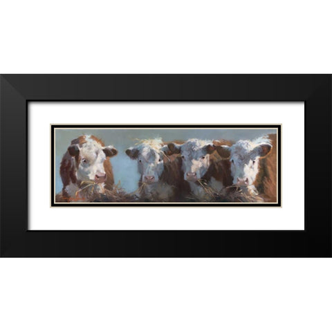 Little Bull and the Babes Black Modern Wood Framed Art Print with Double Matting by Hawley, Carolyne