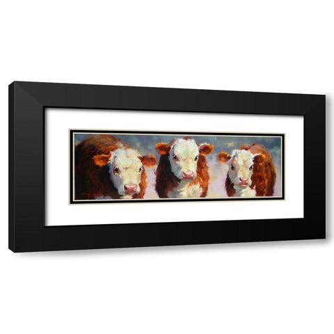 Winter Calves Black Modern Wood Framed Art Print with Double Matting by Hawley, Carolyne