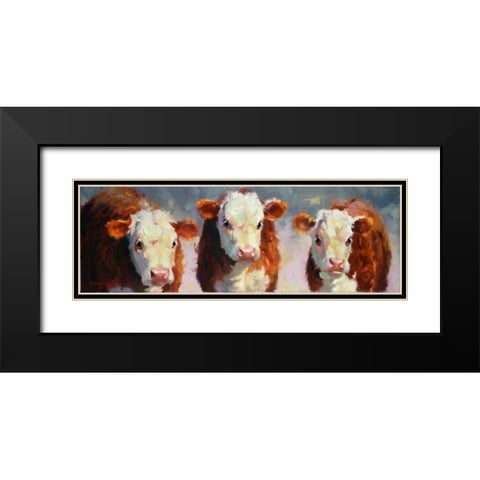 Winter Calves Black Modern Wood Framed Art Print with Double Matting by Hawley, Carolyne