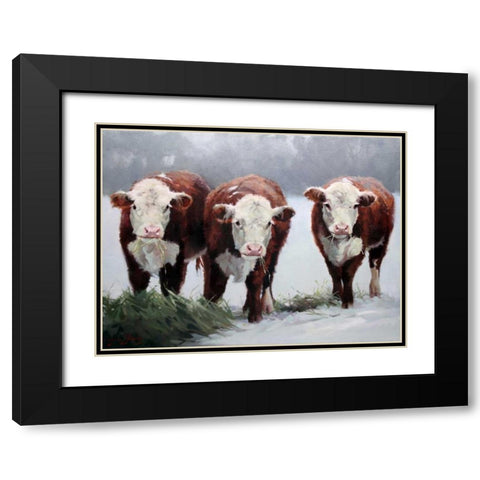 Winter Shadows Black Modern Wood Framed Art Print with Double Matting by Hawley, Carolyne