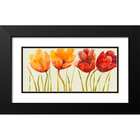 Row of Tulips I Black Modern Wood Framed Art Print with Double Matting by OToole, Tim