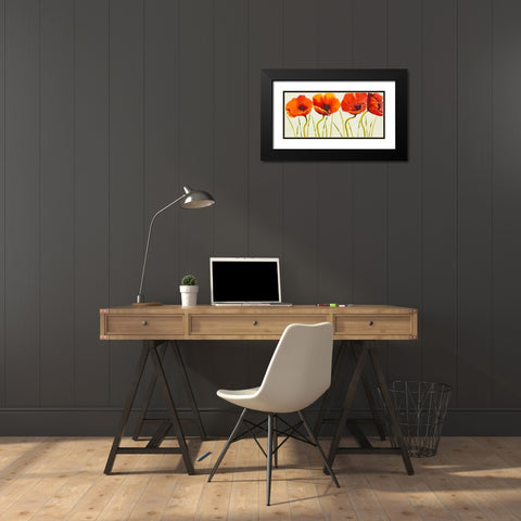 Row of Tulips II Black Modern Wood Framed Art Print with Double Matting by OToole, Tim