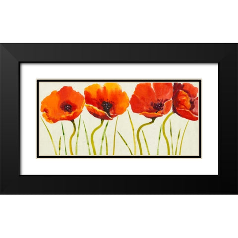 Row of Tulips II Black Modern Wood Framed Art Print with Double Matting by OToole, Tim
