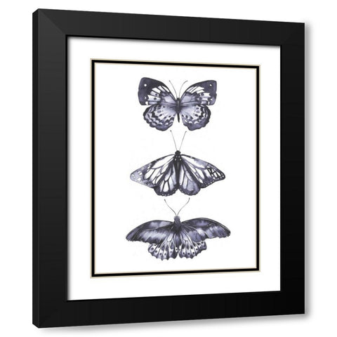 Monochrome Butterflies II Black Modern Wood Framed Art Print with Double Matting by Popp, Grace