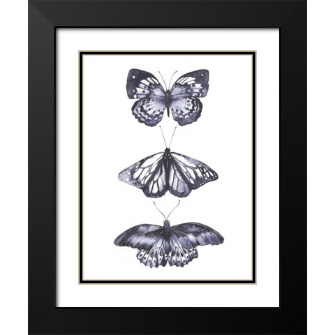 Monochrome Butterflies II Black Modern Wood Framed Art Print with Double Matting by Popp, Grace