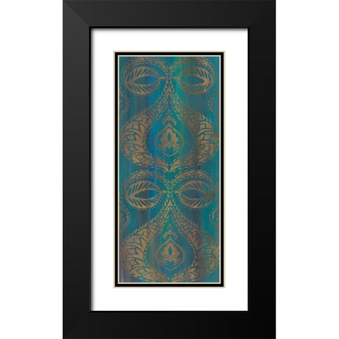 Blue Arabesque I Black Modern Wood Framed Art Print with Double Matting by Zarris, Chariklia