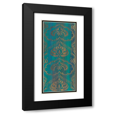 Blue Arabesque II Black Modern Wood Framed Art Print with Double Matting by Zarris, Chariklia