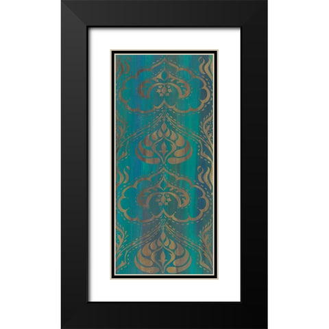 Blue Arabesque II Black Modern Wood Framed Art Print with Double Matting by Zarris, Chariklia