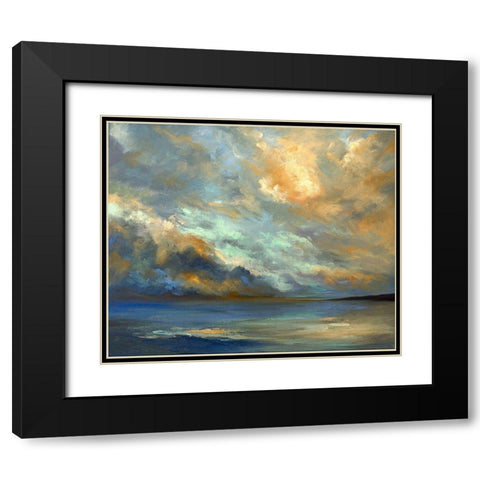 April Coastal Clouds Black Modern Wood Framed Art Print with Double Matting by Finch, Sheila