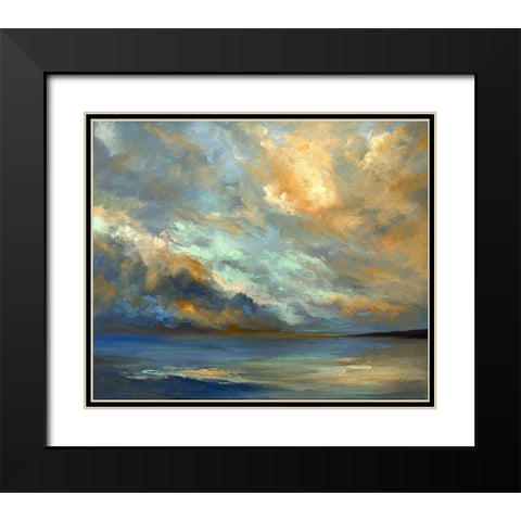 April Coastal Clouds Black Modern Wood Framed Art Print with Double Matting by Finch, Sheila