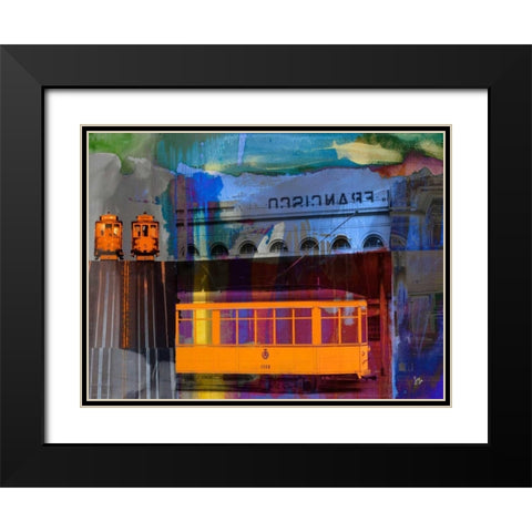 San Francisco Trolley Car Black Modern Wood Framed Art Print with Double Matting by Jasper, Sisa