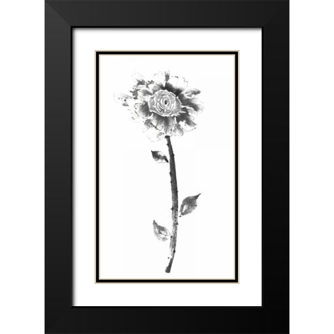 Ink Rose Black Modern Wood Framed Art Print with Double Matting by Rae, Nan
