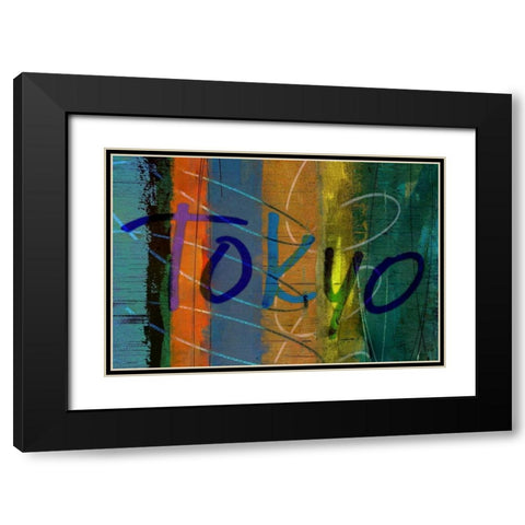 Abstract Tokyo Black Modern Wood Framed Art Print with Double Matting by Jasper, Sisa