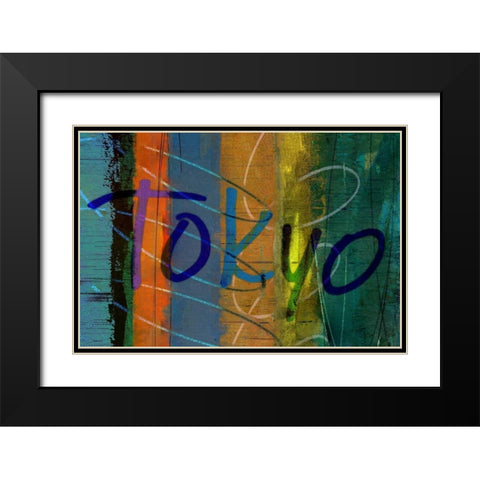Abstract Tokyo Black Modern Wood Framed Art Print with Double Matting by Jasper, Sisa