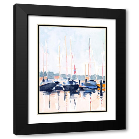 Watercolor Boat Club II Black Modern Wood Framed Art Print with Double Matting by Scarvey, Emma