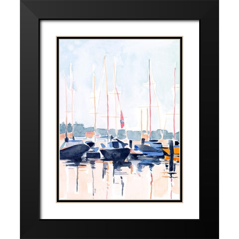 Watercolor Boat Club II Black Modern Wood Framed Art Print with Double Matting by Scarvey, Emma