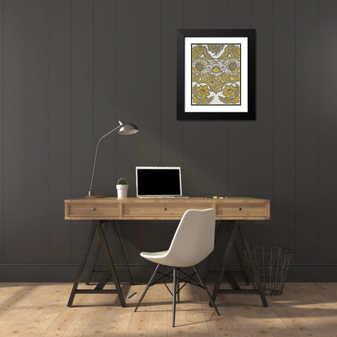 Graphic Damask V Black Modern Wood Framed Art Print with Double Matting by Zarris, Chariklia