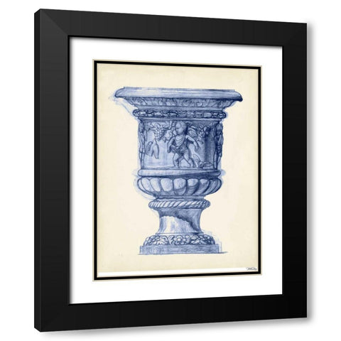 Palace Urns in Indigo III Black Modern Wood Framed Art Print with Double Matting by Vision Studio