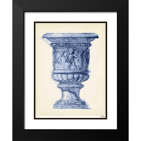 Palace Urns in Indigo III Black Modern Wood Framed Art Print with Double Matting by Vision Studio