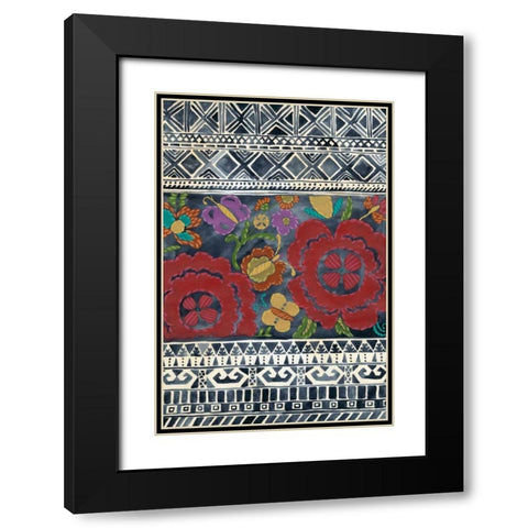 Batik Embroidery II Black Modern Wood Framed Art Print with Double Matting by Zarris, Chariklia