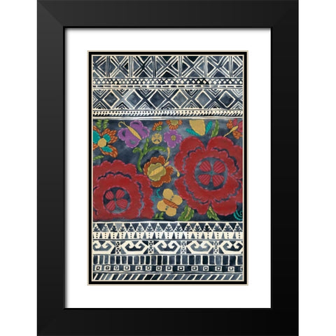 Batik Embroidery II Black Modern Wood Framed Art Print with Double Matting by Zarris, Chariklia