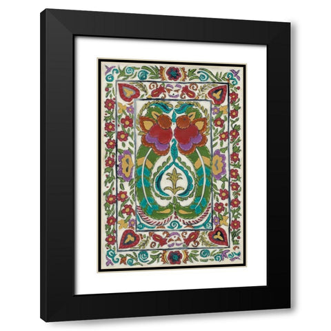 Batik Embroidery III Black Modern Wood Framed Art Print with Double Matting by Zarris, Chariklia