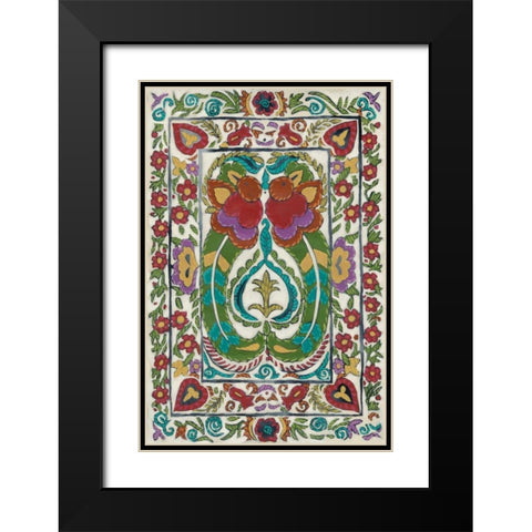 Batik Embroidery III Black Modern Wood Framed Art Print with Double Matting by Zarris, Chariklia