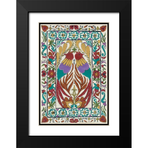 Batik Embroidery IV Black Modern Wood Framed Art Print with Double Matting by Zarris, Chariklia