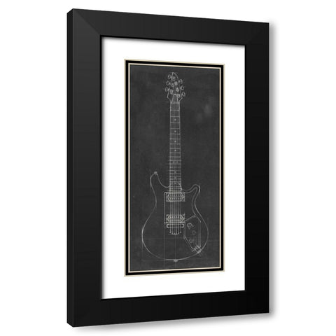 Electric Guitar Blueprint II Black Modern Wood Framed Art Print with Double Matting by Harper, Ethan