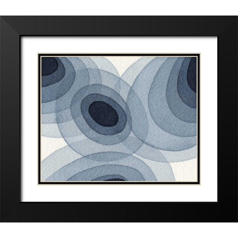 Indigo Ovals I Black Modern Wood Framed Art Print with Double Matting by Galapon, Nikki