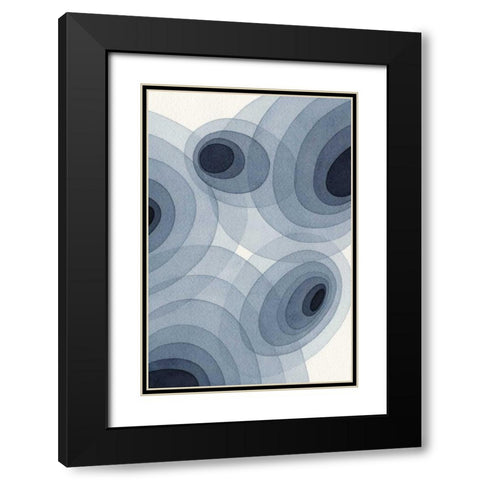 Indigo Ovals II Black Modern Wood Framed Art Print with Double Matting by Galapon, Nikki