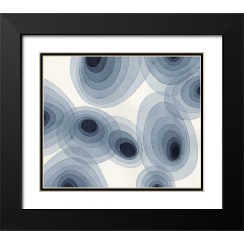 Indigo Ovals III Black Modern Wood Framed Art Print with Double Matting by Galapon, Nikki