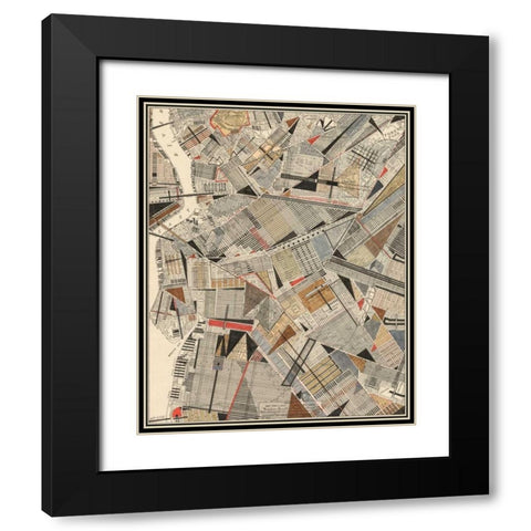 Modern Map of Brooklyn Black Modern Wood Framed Art Print with Double Matting by Galapon, Nikki