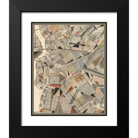 Modern Map of Brooklyn Black Modern Wood Framed Art Print with Double Matting by Galapon, Nikki